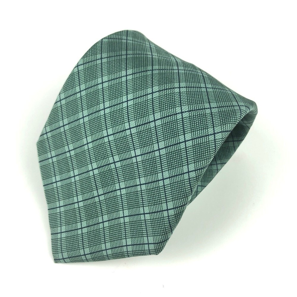 Brooks Brothers Men's 100% Silk Green Black Striped Plaid Necktie Tie NWT NEW - Picture 2 of 9